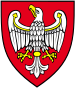herb województwa wielkopolskiego - biały orzeł na czerwonym tle